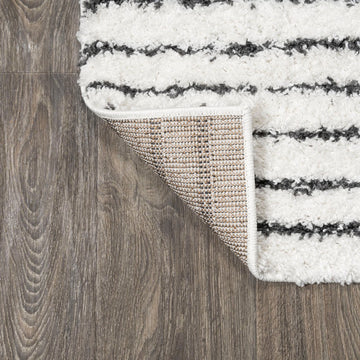 Petra Abstract Stripe Geometric Shag Area Rug